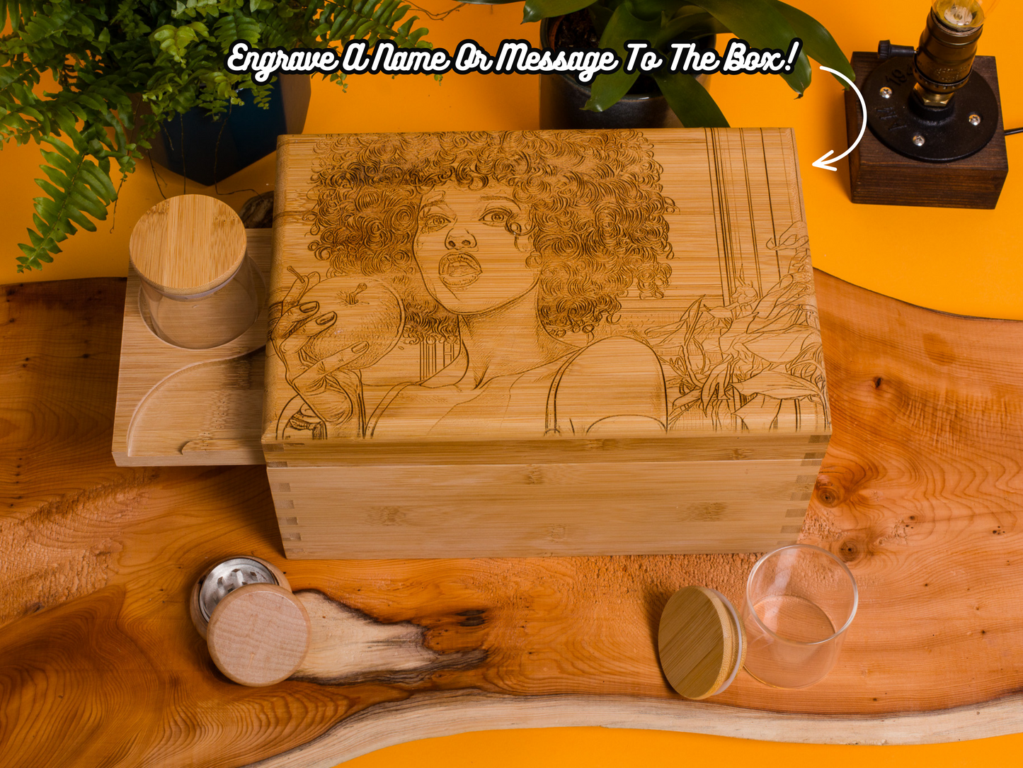 Custom Rolling Stash Box Kit, Real Wood Engraving, Forbidden Fruit, Smoke Box Gift Set