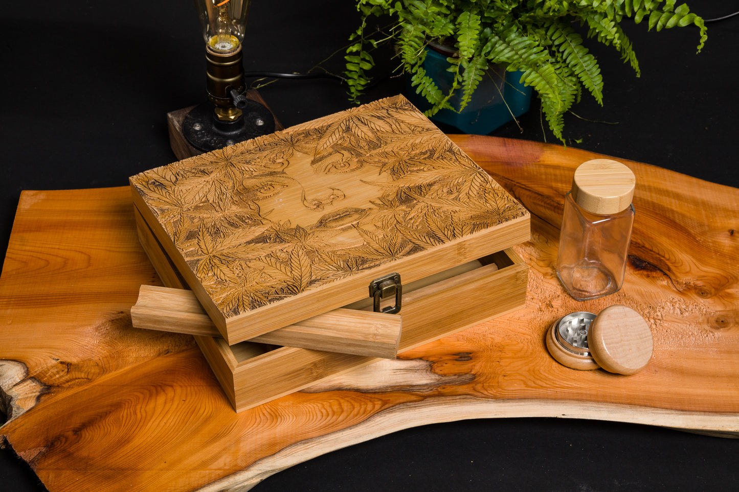 Custom Rolling Stash Box Kit, Real Wood Engraving, Weed Woman, Smoke Box Gift Set