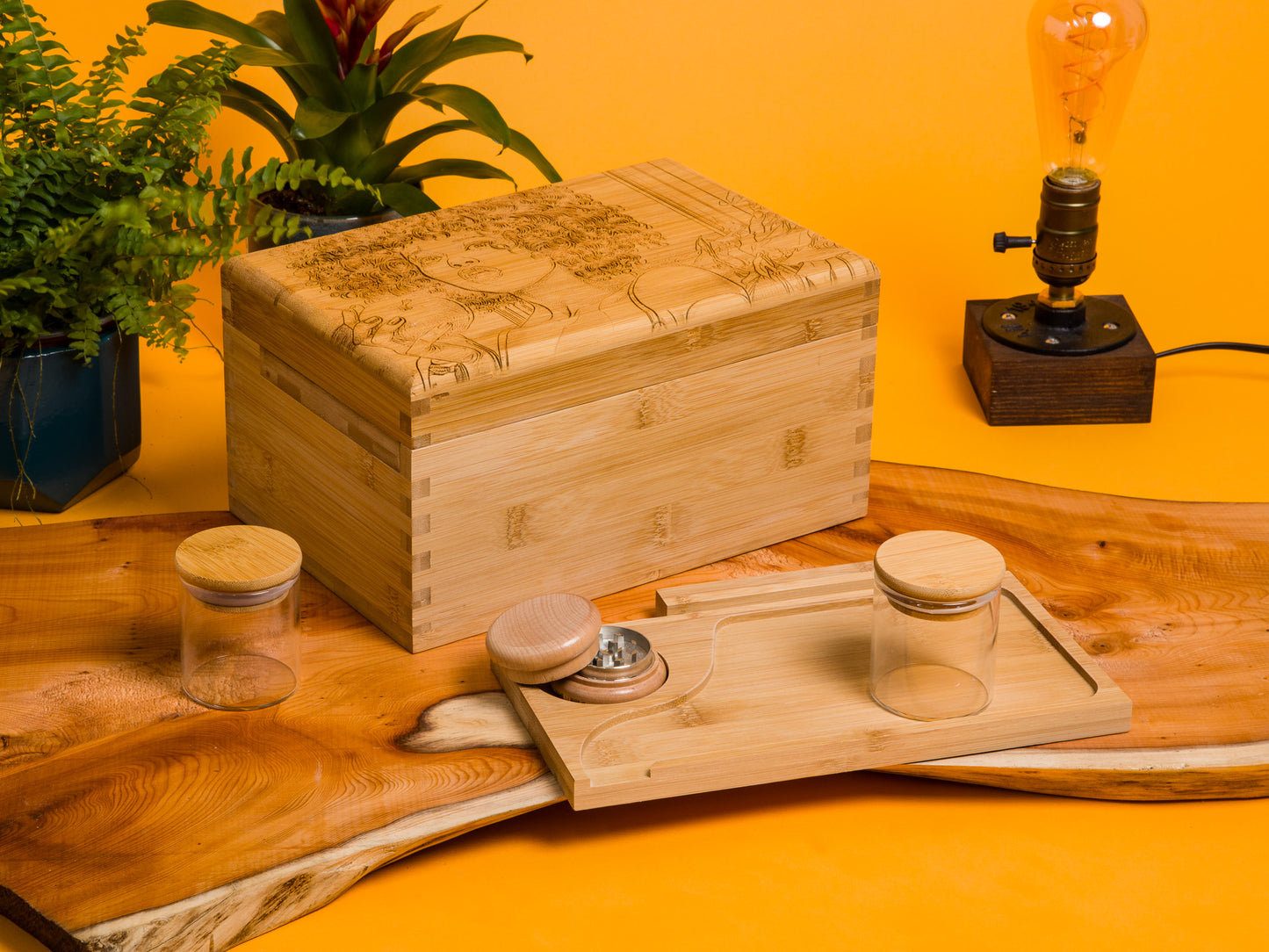 Custom Rolling Stash Box Kit, Real Wood Engraving, Forbidden Fruit, Smoke Box Gift Set