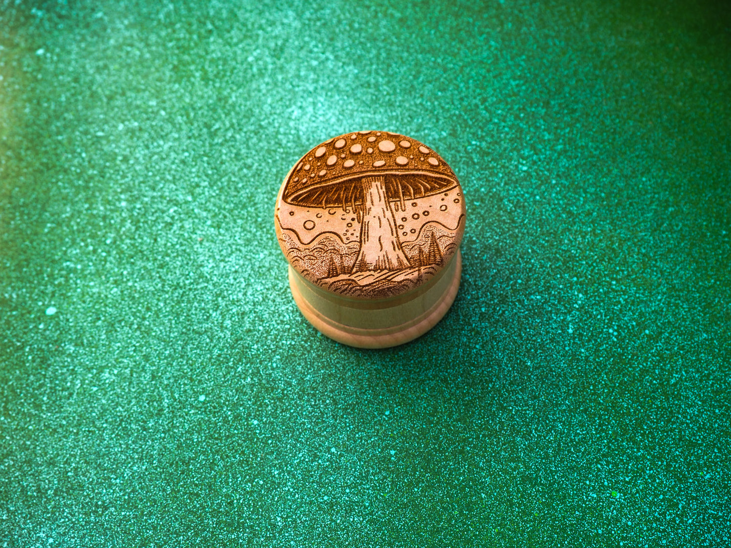 Herb Grinder, 3 Part, Hand Muller, Crusher, Metal Teeth, Wood Engraved, Custom Personalized Gift For All Occasions, Kief Chamber, Shroom