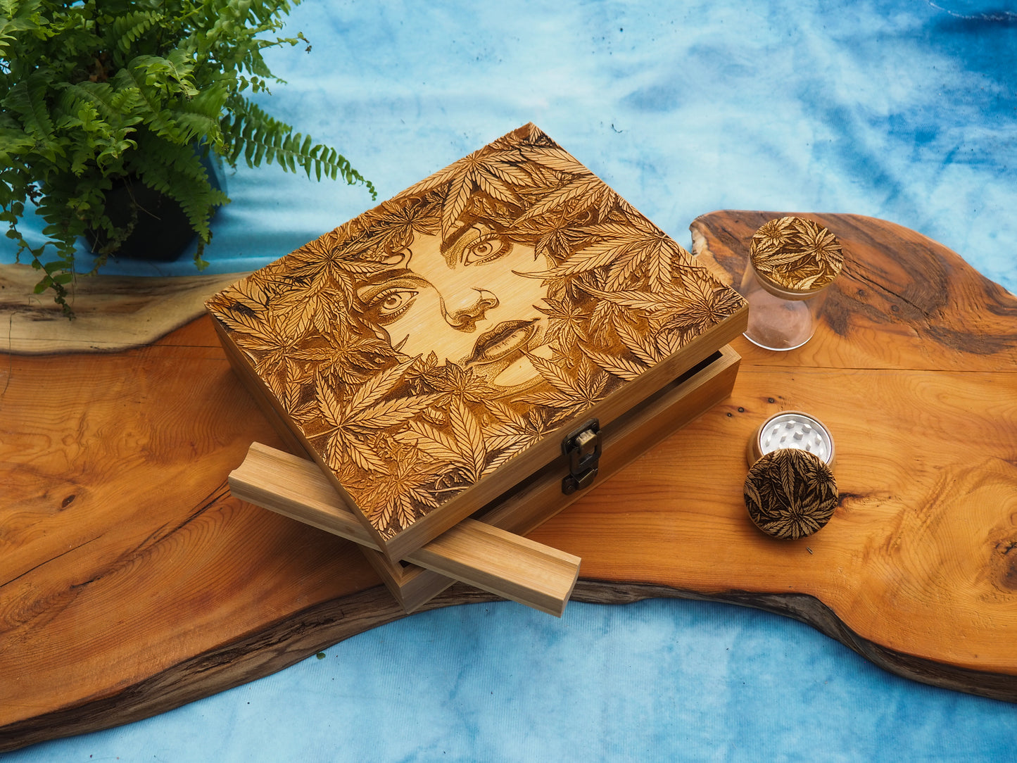 Custom Rolling Stash Box Kit, Real Wood Engraving, Weed Woman, Smoke Box Gift Set
