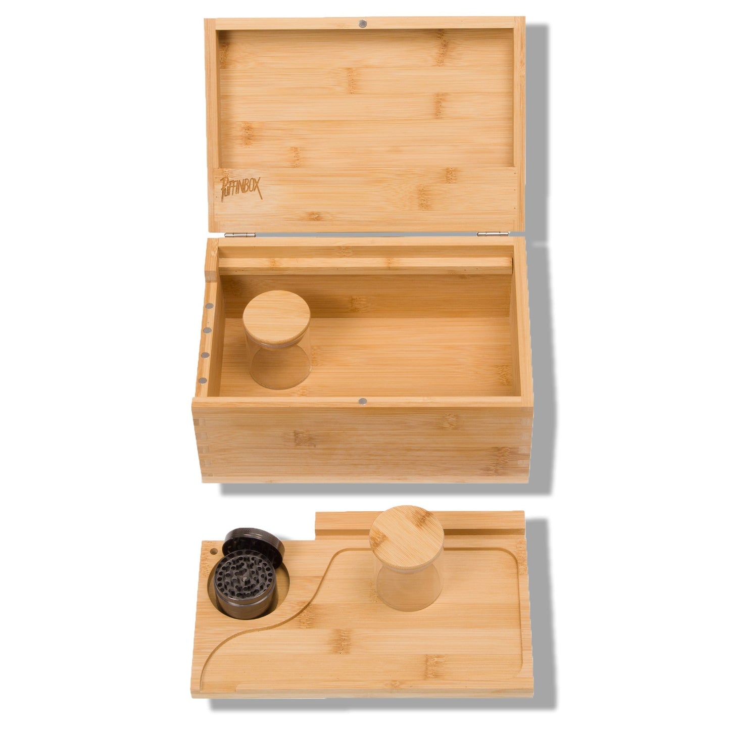 Custom Rolling Stash Box Kit, Real Wood Engraving, Puffin Alien, Smoke Box Gift Set