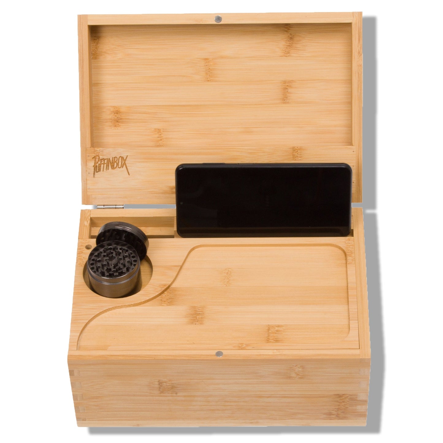 Custom Rolling Stash Box Kit, Real Wood Engraving, Puffin Alien, Smoke Box Gift Set