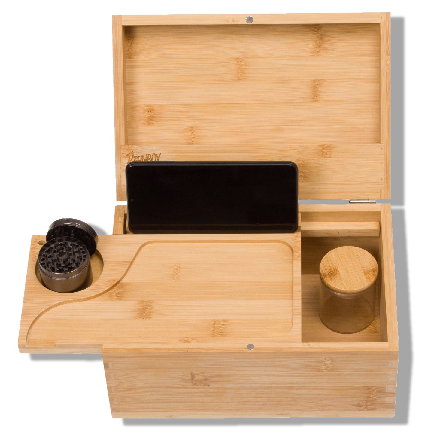 Custom Rolling Stash Box Kit, Real Wood Engraving, Puffin Alien, Smoke Box Gift Set