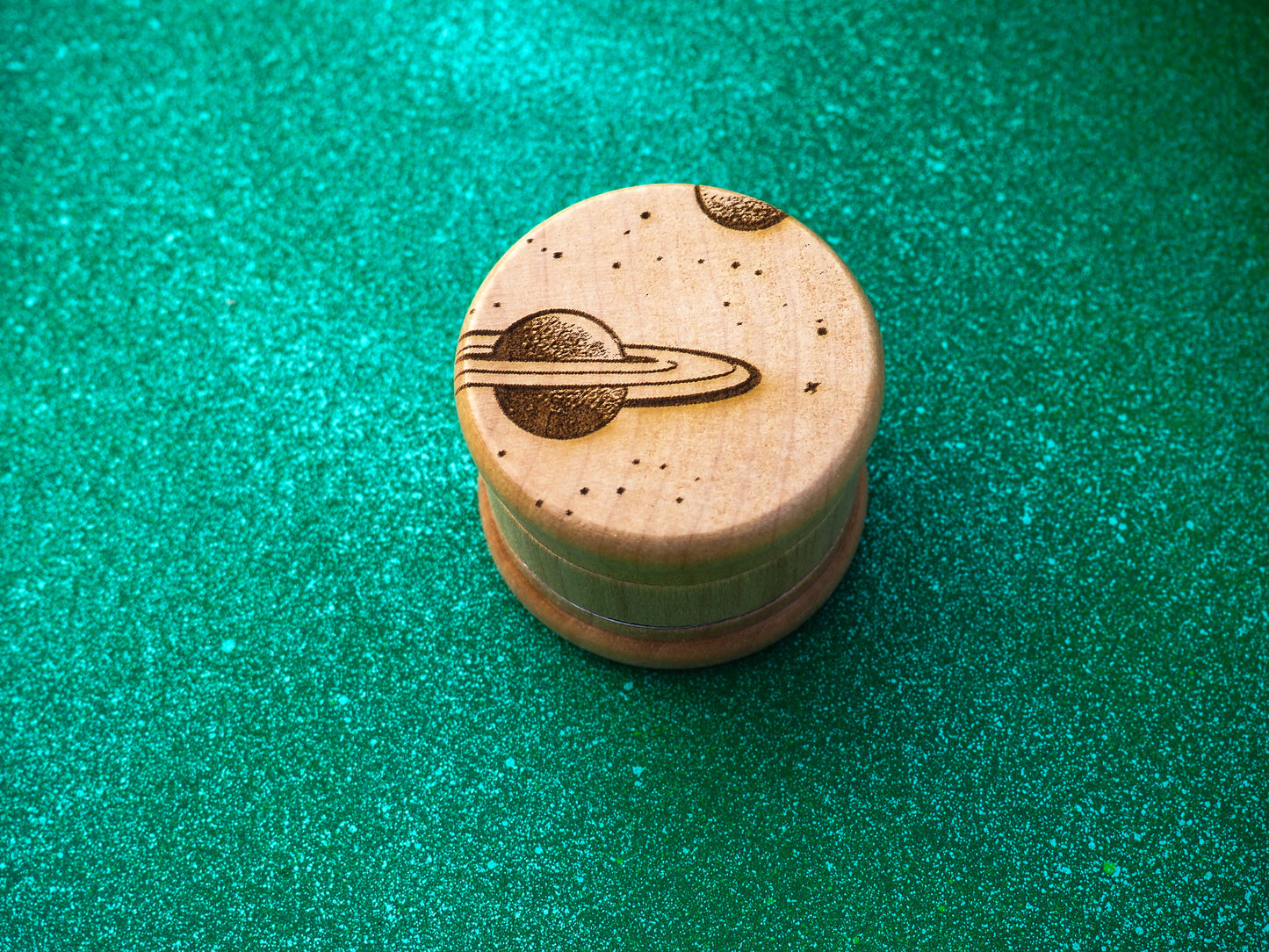 Herb Grinder, 3 Part, Hand Muller, Crusher, Metal Teeth, Wood Engraved, Custom Personalised Gift For All Occasions, Kief Chamber, Space